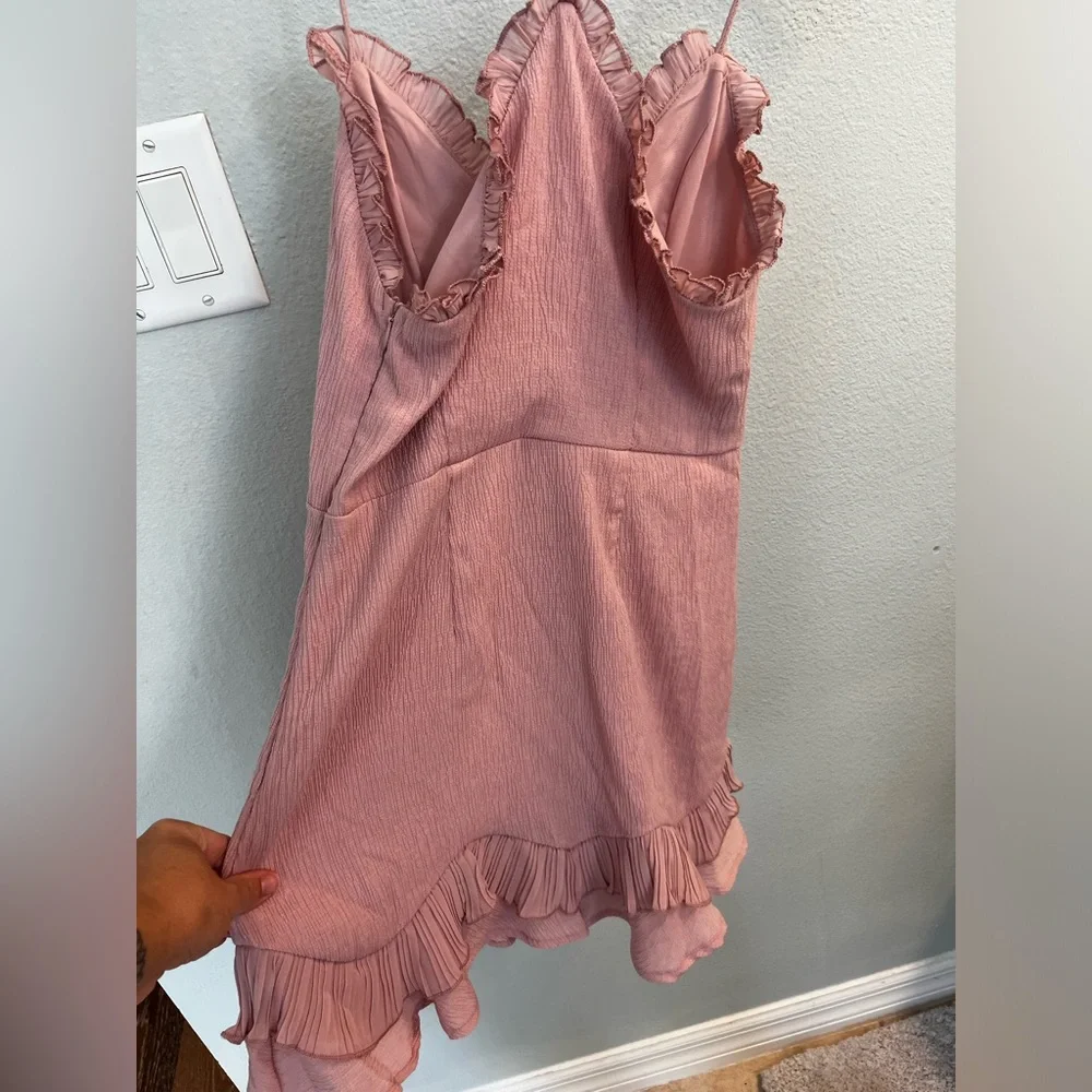 Hello Molly SCORPIO SEASON DRESS BLUSH Elegant Pink Ruffle Hem Dress - Picture 12 of 12
